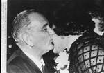 President Lyndon B. Johnson greets Mrs. Richard Hughes