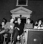 Hubert Humphrey waits to make a speech