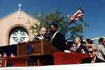 Ace Alagna and speaker on the dias at the 1995 Columbus Day Parade