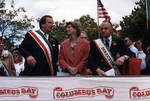 Danny Aiello, Christine Todd Whitman and Ace Alagna on the dias at the 1995 Columbus Day Parade