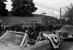Charles Sandman waves from the car in the 1973 Columbus Day Parade