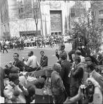Spectators and press pool at RFK funeral at St. Patrick's Cathedral, New York City