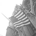 American flag at half-staff for RFK funeral at St. Partick's Cathedral, New York City