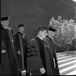 Lyndon B. Johnson (??), Governor of NJ Richard Hughes and others in the dias procession, dedication of Woodrow Wilson Hall, Princeton University