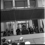 Lyndon B. Johnson, Governor Richard Hughes and othes on the dias during the dedication of the Woodrow Wilson Hall, Woodrow Wilson School of Public and International Affairs, Princeton University