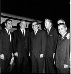 Vice President Hubert Humphrey  poses with Governor RIchard Hughes and othes during 1966 tour of New Jersey