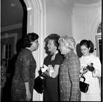 Elizabeth Hughes and Muriel Buck Humphrey greet guests at an event of Vice President Humphrey's 1966 tour of New Jersey
