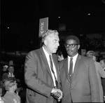 Shaking hands at the 1968 Democratic National Convention, Chicago, Illinois