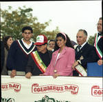 Grand Marshall Joe Pesci at the 1992 Columbus Day Parade with Ace Alagna and others on stage