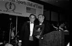 Tom D'Alessio at podium with award during Italian Sports Hall of Fame at the Sheraton Meadowlands