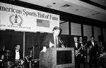 Donald Trump at podium during Italian Sports Hall of Fame at the Sheraton Meadowlands