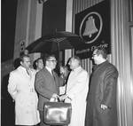 Peter W. Rodino with others in front of Western Electric