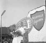 Waving from the Belleville Jaycees float in the 1968 Belleville Columbus Day Parade