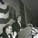 Senator Ted Kennedy laughs while giving a speech