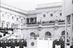 President Ronald Reagan speaks from the podium during the Inauguration, Washington, D.C.