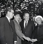 Governor Richard Hughes, Vice-President Hubert Humphrey, Muriel Humphrey,  during visit to Liberty Island for signing of the 1965 Immigration Bill
