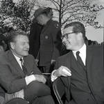 Governor Richard Hughes converses during a visit to Liberty Island for signing of the 1965 Immigration Bill