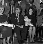 Frankie Valli, wife Randy Valli and young child, at Frankie Valli Day celebration, Newark, NJ City Hall