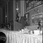 Robert B. Meyner speaks at a North Ward Democratic Country Commission political event at the Robert Treat Hotel, Newark NJ