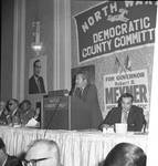 Listening to a speech at a North Ward Democratic Country Commission political event at the Robert Treat Hotel, Newark NJ