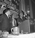 Robert Meyner, Steve Adubato and others cheer at a North Ward Democratic Country Commission political event at the Robert Treat Hotel, Newark NJ
