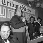 Bishop Joseph Costello giving invocation at Columbus Day dinner by Ace (Armando) Alagna, 1925-2000