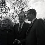 Muriel Humphrey, Governor Richard Hughes and Vice-President Hubert Humphrey during visit to Liberty Island for signing of 1965 Immigration Bill by Ace (Armando) Alagna, 1925-2000