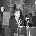 Frankie Valli speaks during Frankie Valli Day celebration, Newark, NJ City Hall by Ace (Armando) Alagna, 1925-2000