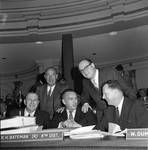 NJ State Senator Alexander J. Matturri and other senators in the senate chamber by Ace (Armando) Alagna, 1925-2000