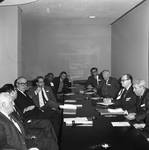 NJ State Senator Alexander J. Matturri and others around a conference table by Ace (Armando) Alagna, 1925-2000