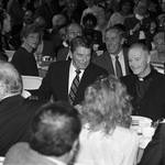 President Ronald Reagan with Archbishop Theodore E. McCarrick during a dinner in his honor following his reception of the Columbus Award by Ace (Armando) Alagna, 1925-2000