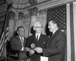 Charles W. Sandman, Jr. and Anthony Grassi present Dr. Albert Sabin with an award by Ace (Armando) Alagna, 1925-2000
