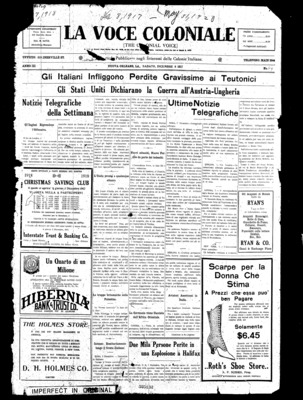"La Voce Coloniale, December 8, 1917" by La Voce Coloniale Editorial Board