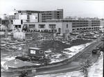 Construction of Walsh Library facing Duffy from the parking deck