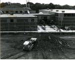Excavation for Walsh Library facing Walsh Gym