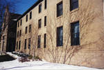 Campus views of winter at SHU showing Lewis Hall